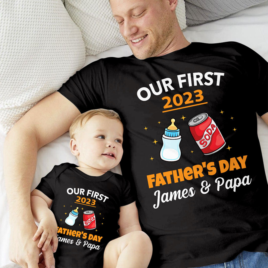 Our First Father's Day Baby Onesie T-shirt Personalized Gift For Dad