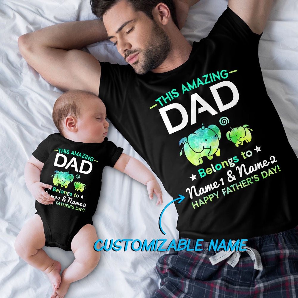 Dad Father's Day Amazing Dad Personalized Matching Shirt Onesie