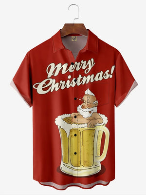 Merry Christmas Santa Claus Is Bathing In Beer - Hawaiian Shirt