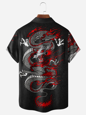 Red And White Dragon Short Sleeve - Hawaiian Shirt