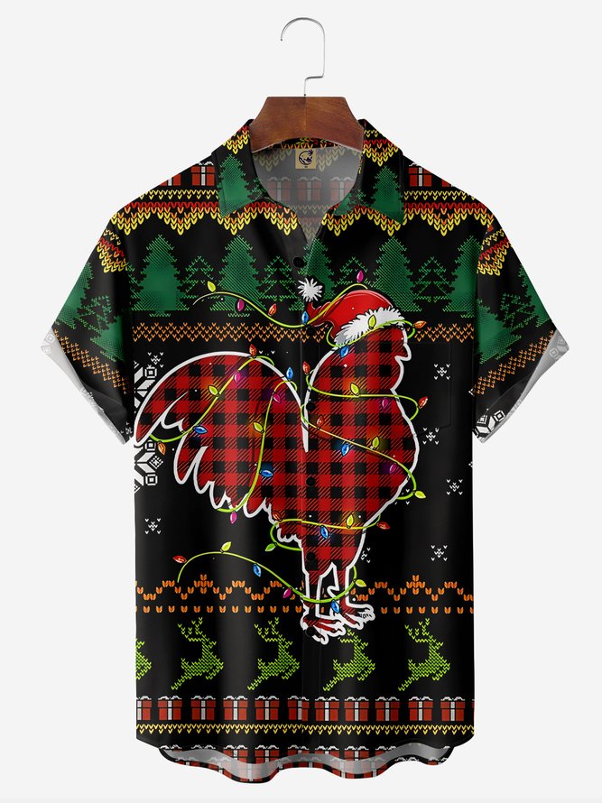 Christmas Rooster And A Hat - Hawaiian Shirt
