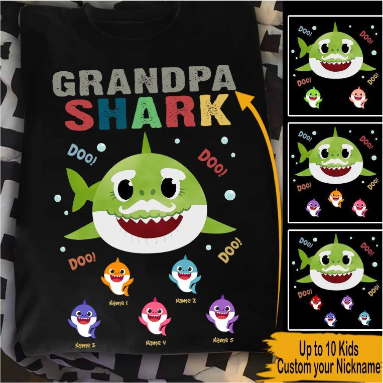 Grandparents Grandpa Shark Doo Doo - Gift For Dad - Personalized Shirt