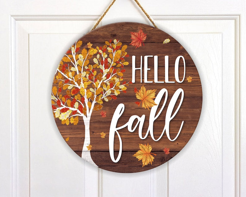 Hello Pumpkin Hello Fall 2 Round Wood Sign