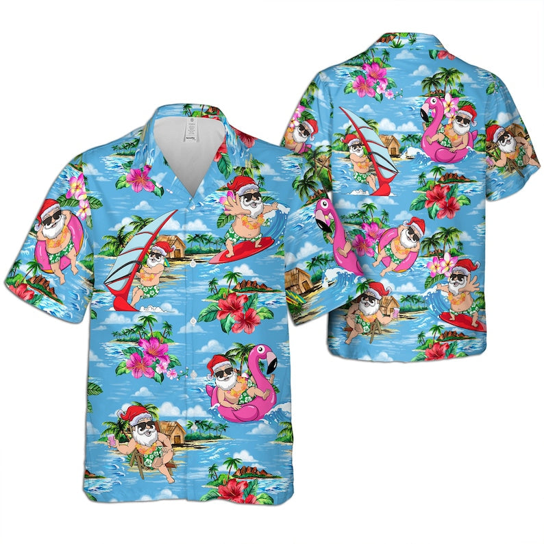 Tropical Santa Claus Christmas - Hawaiian Shirt