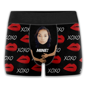 Custom Photo Your're Mine XoXo - Gift For Husband, Boyfriend - Personalized Men's Boxer Briefs