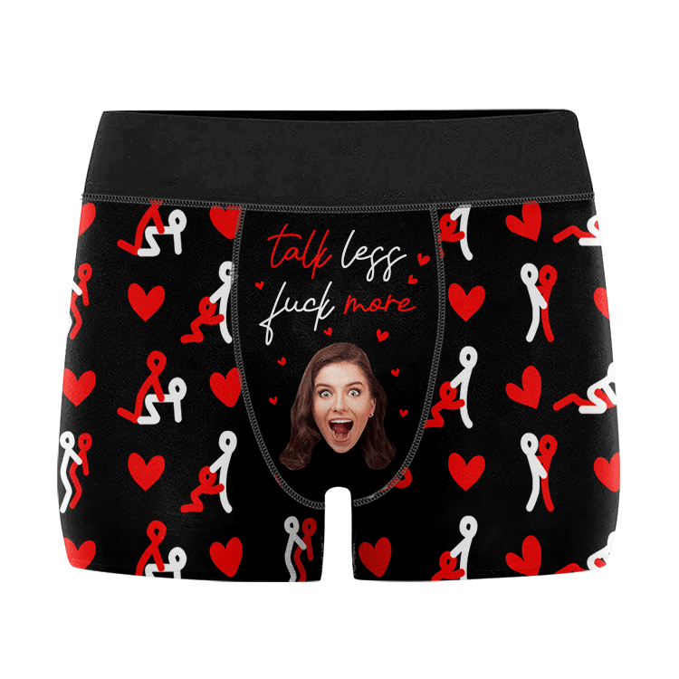 Custom Photo Talk Less Fuck More - Gift For Husband, Boyfriend - Personalized Men's Boxer Briefs