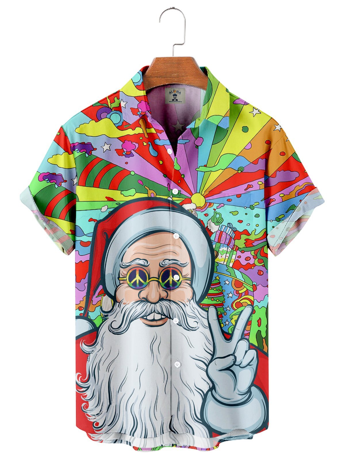 Christmas Rainbow Hippie Santa - Hawaiian Shirt