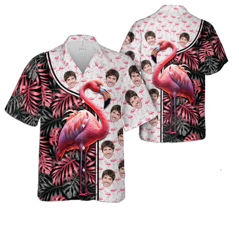 Custom Photo Funny Flamingo - Personalized Hawaiian Shirt