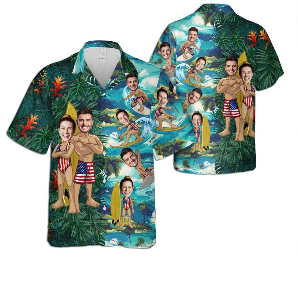 Custom Photo Casual Summer Button Down Holiday Beach - Personalized Hawaiian Shirt